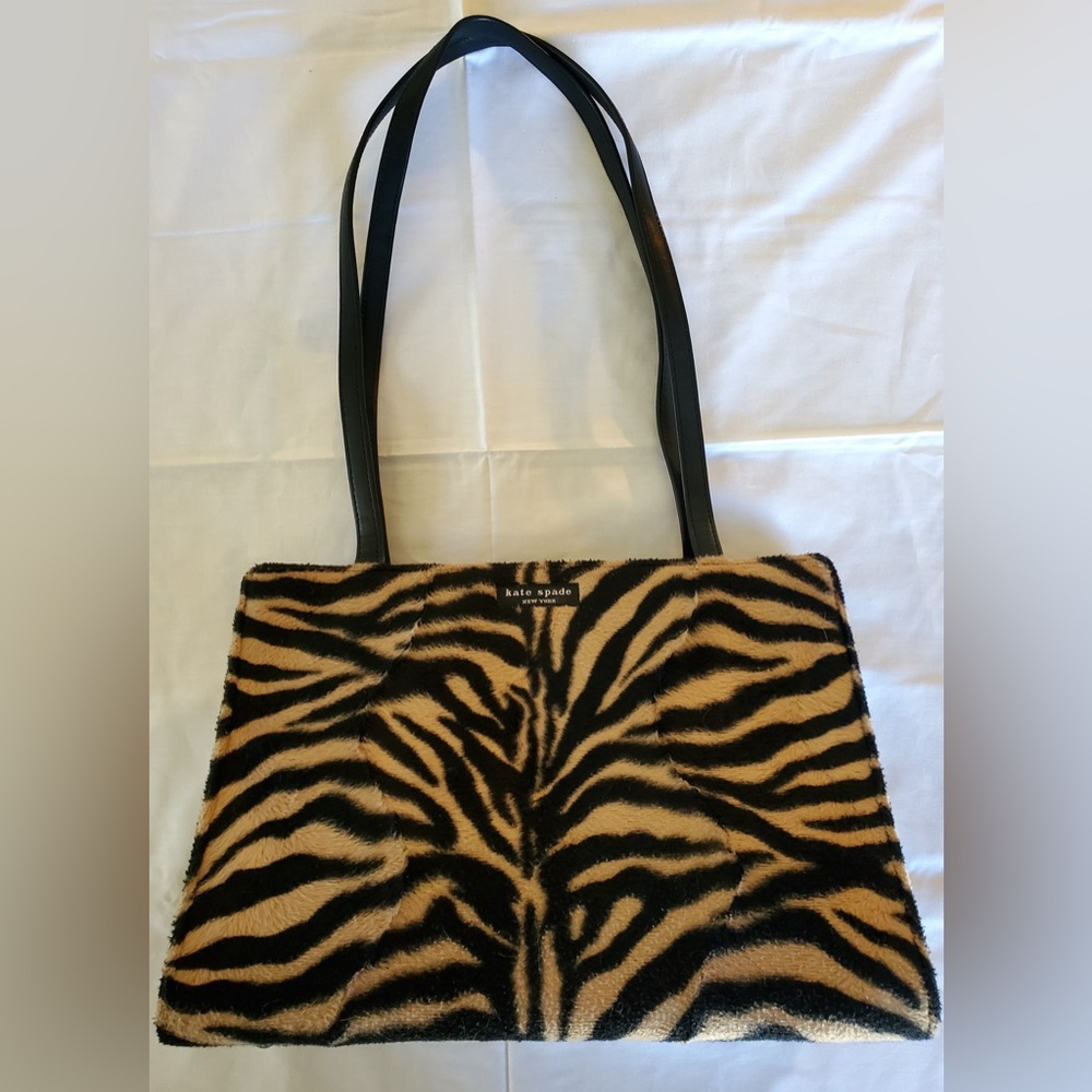 Kate Spade Vintage Y2K Faux Fur Animal Print Tote Bag